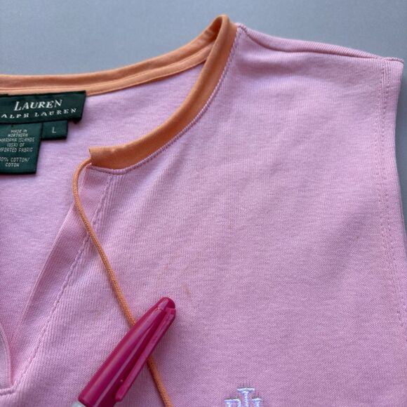 Vintage Ralph Lauren Dress Women Large Pink Soft Stretch Cotton Y2K Preppy Retro - Picture 11 of 11